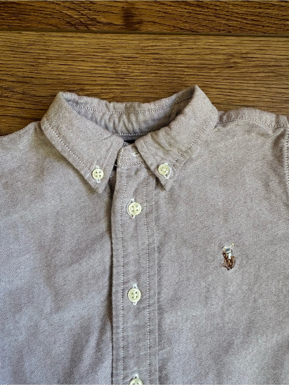 Ralph Lauren Baby Oxford Shirt Light Brown Button Down Polo Classic 18M - Picture 2 of 4
